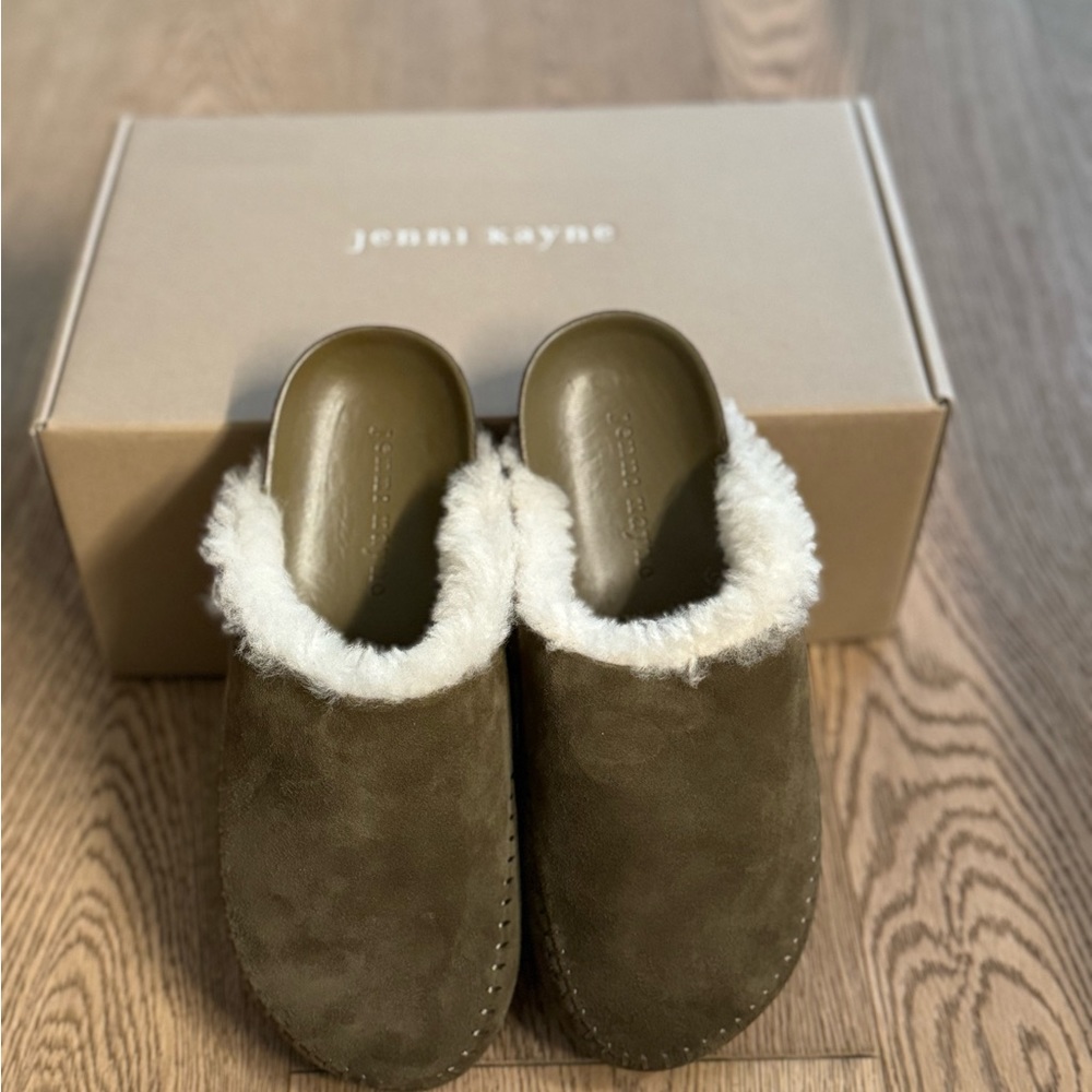 Jenni Kayne suede whipstitch trim mules / clogs size 36 - Brand New
